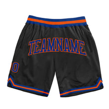 Загрузить изображение в средство просмотра галереи, Custom Black Royal-Orange Authentic Throwback Basketball Shorts
