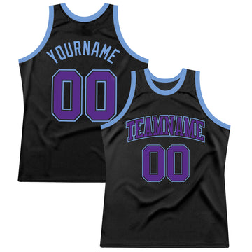 Custom Black Purple-Light Blue Authentic Throwback Basketball Jersey