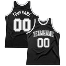 Laden Sie das Bild in den Galerie-Viewer, Custom Black White-Gray Authentic Throwback Basketball Jersey
