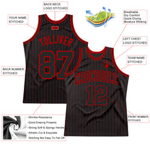 Charger l&#39;image dans la galerie, Custom Black Red Pinstripe Black-Red Authentic Basketball Jersey
