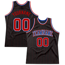 Charger l&#39;image dans la galerie, Custom Black Red Pinstripe Red-Royal Authentic Basketball Jersey
