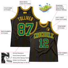 Загрузить изображение в средство просмотра галереи, Custom Black Gold Pinstripe Kelly Green-Gold Authentic Basketball Jersey
