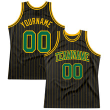 Загрузить изображение в средство просмотра галереи, Custom Black Gold Pinstripe Kelly Green-Gold Authentic Basketball Jersey
