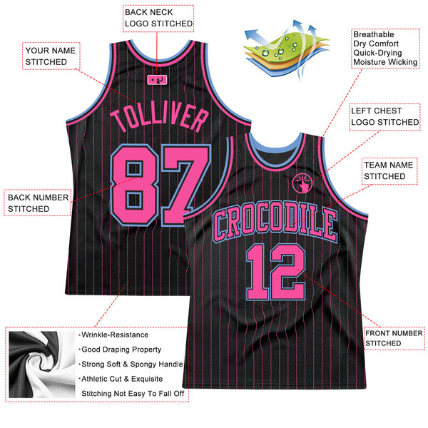 Cheap Custom Light Blue White Pinstripe Pink-Black Authentic Basketball  Jersey Free Shipping – CustomJerseysPro