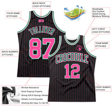 Charger l&#39;image dans la galerie, Custom Black Pink Pinstripe Pink-Kelly Green Authentic Basketball Jersey
