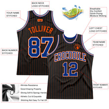 Charger l&#39;image dans la galerie, Custom Black Orange Pinstripe Royal-Orange Authentic Basketball Jersey
