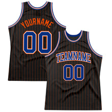 Charger l&#39;image dans la galerie, Custom Black Orange Pinstripe Royal-Orange Authentic Basketball Jersey
