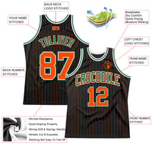 Charger l&#39;image dans la galerie, Custom Black Orange Pinstripe Orange-Kelly Green Authentic Basketball Jersey
