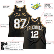 Charger l&#39;image dans la galerie, Custom Black Old Gold Pinstripe White-Old Gold Authentic Basketball Jersey
