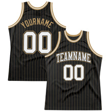 Charger l&#39;image dans la galerie, Custom Black Old Gold Pinstripe White-Old Gold Authentic Basketball Jersey
