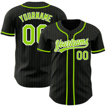 Загрузить изображение в средство просмотра галереи, Custom Black Neon Green Pinstripe Neon Green Authentic Baseball Jersey
