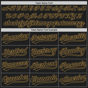 Custom Black Old Gold Pinstripe Black-Old Gold Authentic Baseball Jersey