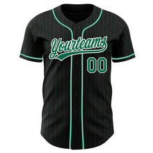 Загрузить изображение в средство просмотра галереи, Custom Black Kelly Green Pinstripe Kelly Green-White Authentic Baseball Jersey
