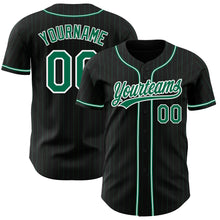 Загрузить изображение в средство просмотра галереи, Custom Black Kelly Green Pinstripe Kelly Green-White Authentic Baseball Jersey
