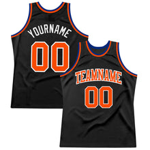 Load image into Gallery viewer, Custom Black Orange-Royal Authentic Throwback Basketball Jersey
