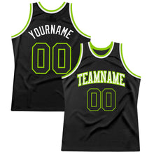 Load image into Gallery viewer, Custom Black Neon Green-White Authentic Throwback Basketball Jersey
