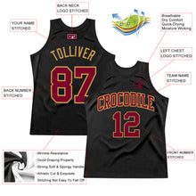 Load image into Gallery viewer, Custom Black Maroon-Old Gold Authentic Throwback Basketball Jersey
