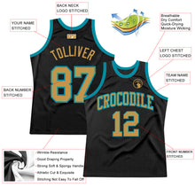 Laden Sie das Bild in den Galerie-Viewer, Custom Black Old Gold-Teal Authentic Throwback Basketball Jersey
