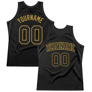 Custom Black Old Gold Authentic Throwback Basketball Jersey