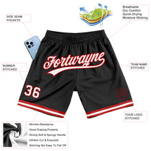 Загрузить изображение в средство просмотра галереи, Custom Black White-Red Authentic Throwback Basketball Shorts
