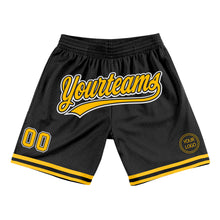 Загрузить изображение в средство просмотра галереи, Custom Black Gold-White Authentic Throwback Basketball Shorts
