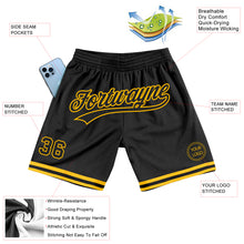 Загрузить изображение в средство просмотра галереи, Custom Black Gold Authentic Throwback Basketball Shorts
