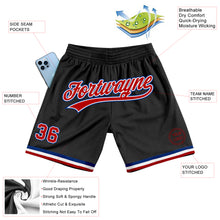 Загрузить изображение в средство просмотра галереи, Custom Black Red-Royal Authentic Throwback Basketball Shorts
