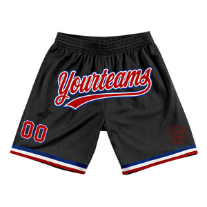 Custom Black Red-Royal Authentic Throwback Basketball Shorts