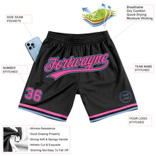 Загрузить изображение в средство просмотра галереи, Custom Black Pink-Light Blue Authentic Throwback Basketball Shorts
