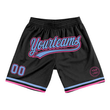 Загрузить изображение в средство просмотра галереи, Custom Black Light Blue-Pink Authentic Throwback Basketball Shorts
