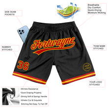 Загрузить изображение в средство просмотра галереи, Custom Black Red-Gold Authentic Throwback Basketball Shorts
