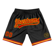 Загрузить изображение в средство просмотра галереи, Custom Black Red-Gold Authentic Throwback Basketball Shorts
