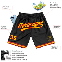 Загрузить изображение в средство просмотра галереи, Custom Black Gold-Red Authentic Throwback Basketball Shorts
