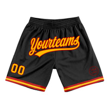 Загрузить изображение в средство просмотра галереи, Custom Black Gold-Red Authentic Throwback Basketball Shorts
