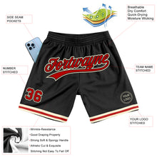 Загрузить изображение в средство просмотра галереи, Custom Black Red-Cream Authentic Throwback Basketball Shorts
