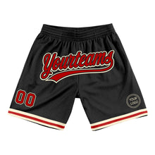 Загрузить изображение в средство просмотра галереи, Custom Black Red-Cream Authentic Throwback Basketball Shorts
