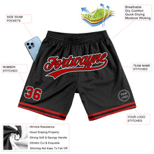 Загрузить изображение в средство просмотра галереи, Custom Black Red-White Authentic Throwback Basketball Shorts
