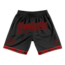 Загрузить изображение в средство просмотра галереи, Custom Black Red Authentic Throwback Basketball Shorts
