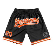 Загрузить изображение в средство просмотра галереи, Custom Black Orange-White Authentic Throwback Basketball Shorts
