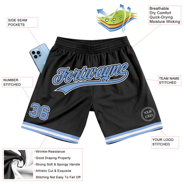 Cheap Custom Black Light Blue-White Authentic Throwback Basketball