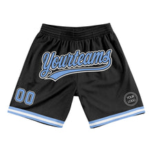 Charger l&#39;image dans la galerie, Custom Black Light Blue-White Authentic Throwback Basketball Shorts
