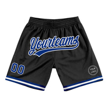 Загрузить изображение в средство просмотра галереи, Custom Black Royal-White Authentic Throwback Basketball Shorts
