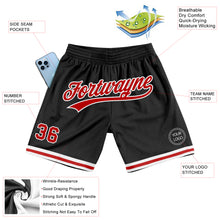 Загрузить изображение в средство просмотра галереи, Custom Black Red-White Authentic Throwback Basketball Shorts
