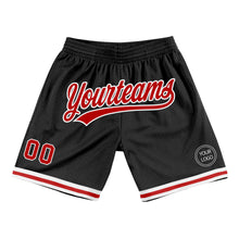 Загрузить изображение в средство просмотра галереи, Custom Black Red-White Authentic Throwback Basketball Shorts
