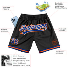 Загрузить изображение в средство просмотра галереи, Custom Black Royal-Orange Authentic Throwback Basketball Shorts
