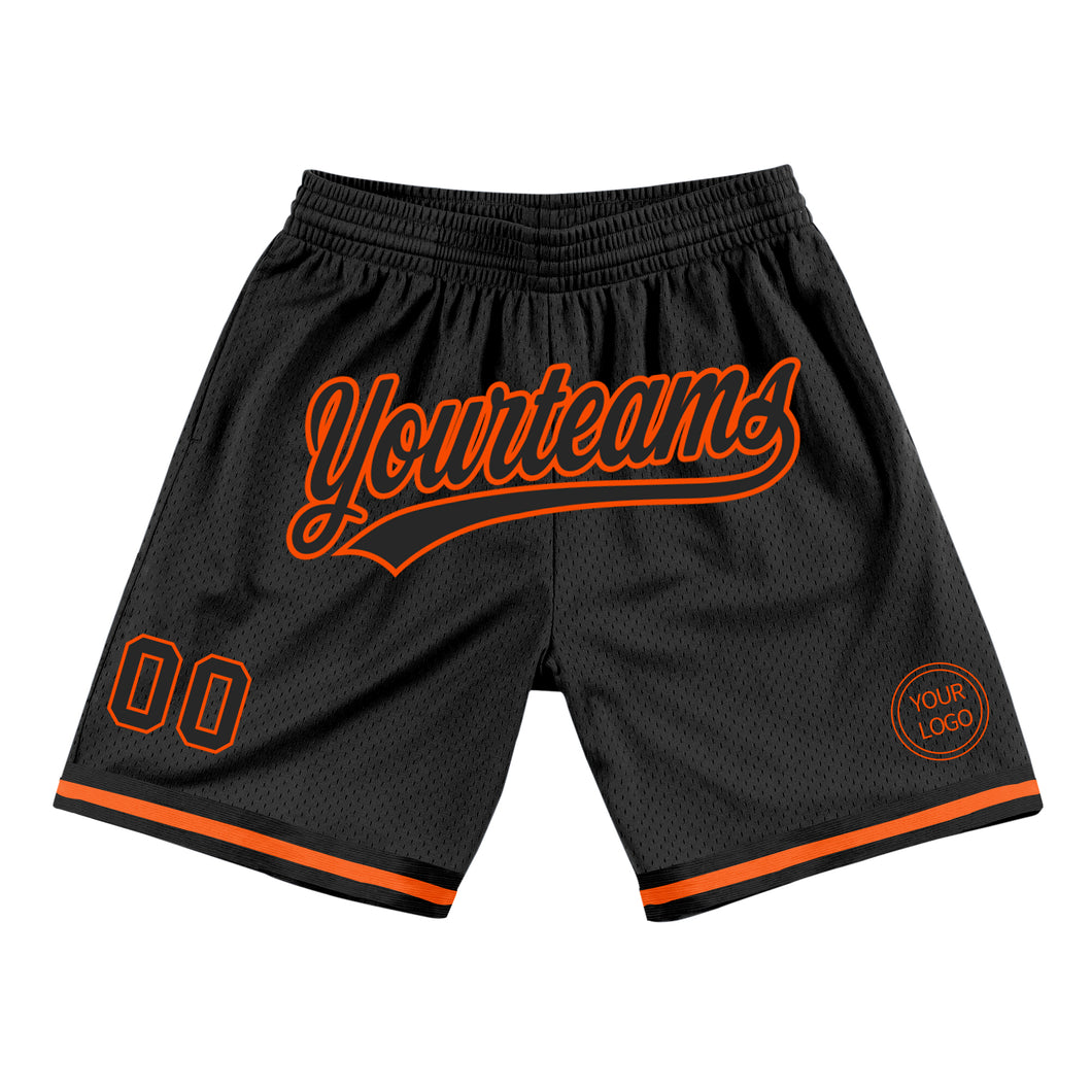 Custom Black Orange Authentic Throwback Basketball Shorts