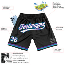 Загрузить изображение в средство просмотра галереи, Custom Black White Purple-Teal Authentic Throwback Basketball Shorts
