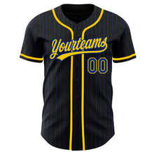 Charger l&#39;image dans la galerie, Custom Black Royal Pinstripe Royal-Yellow Authentic Baseball Jersey
