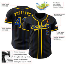 Charger l&#39;image dans la galerie, Custom Black Royal Pinstripe Royal-Yellow Authentic Baseball Jersey
