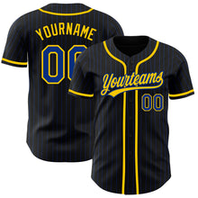 Charger l&#39;image dans la galerie, Custom Black Royal Pinstripe Royal-Yellow Authentic Baseball Jersey
